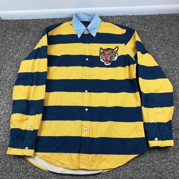 Polo Ralph Lauren Shirt Mens Large Tiger Oxford Rugby Striped Button Down